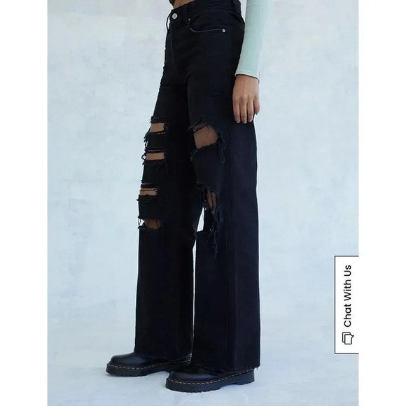 PacSun Women's Size 26 High Waisted Distressed Black Baggy Jeans - Picture 3 of 9